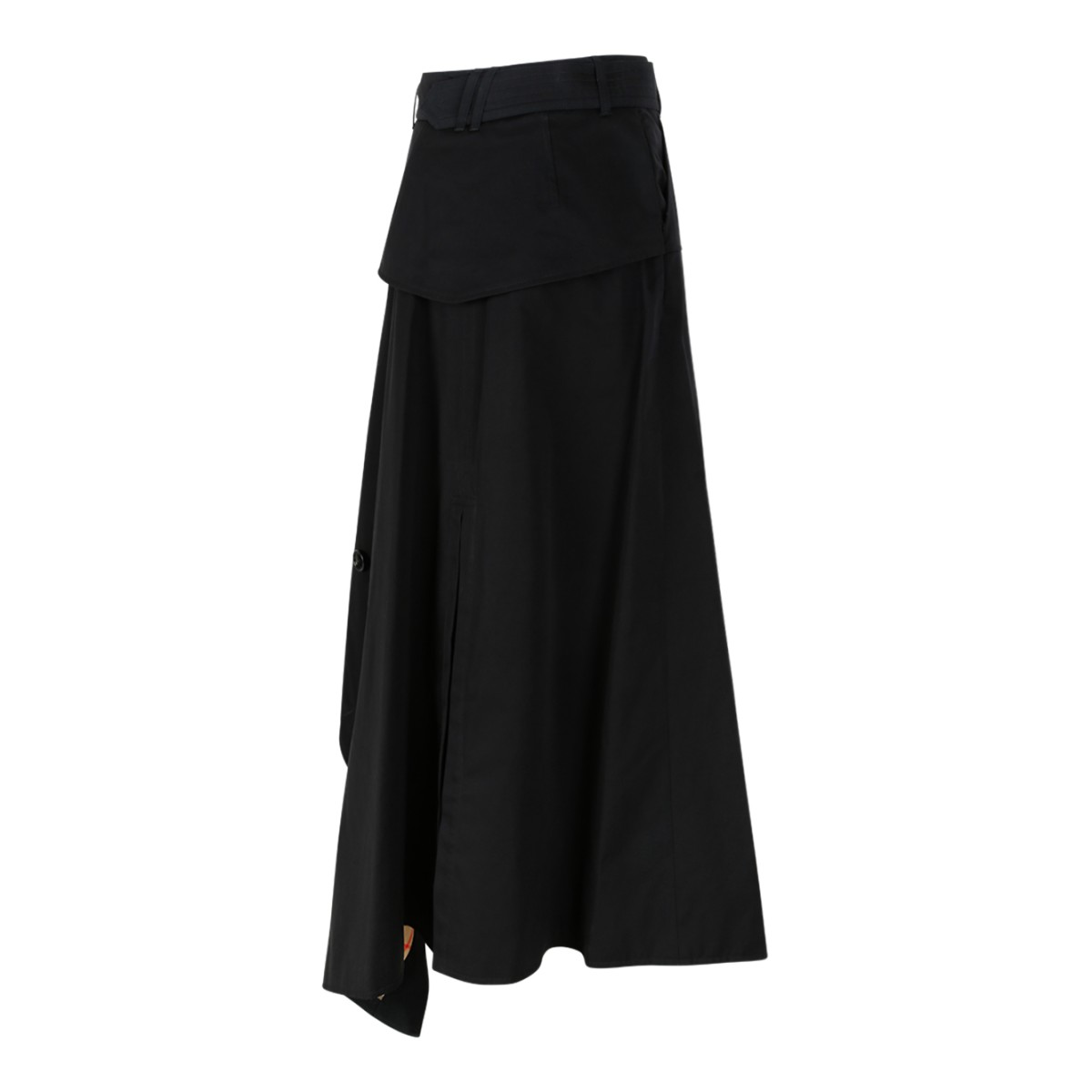 Burberry Black Asymmetric Check-Lined Skirt.