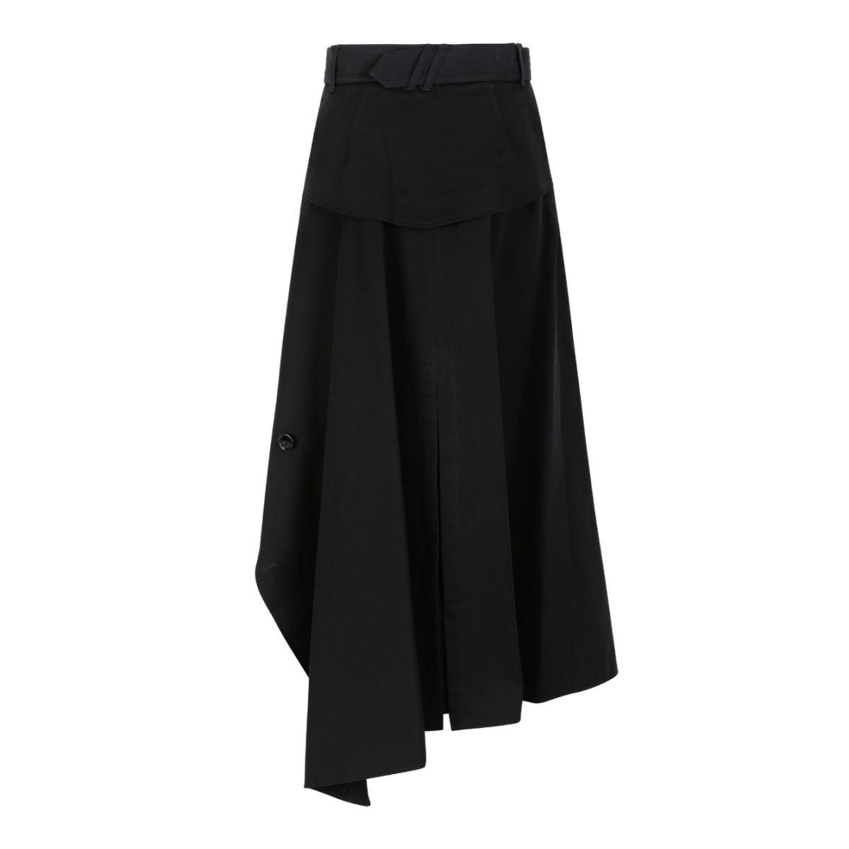 Burberry Black Asymmetric Check-Lined Skirt.