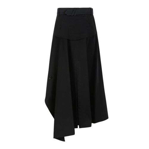 Burberry Black Asymmetric Check-Lined Skirt.