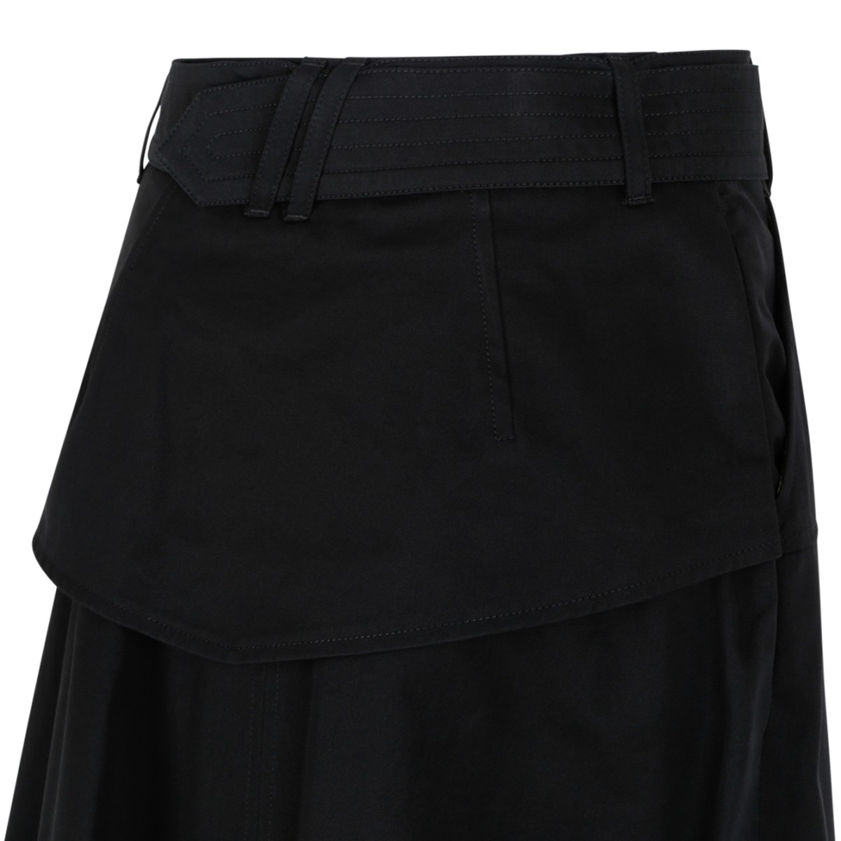 Burberry Black Asymmetric Check-Lined Skirt.