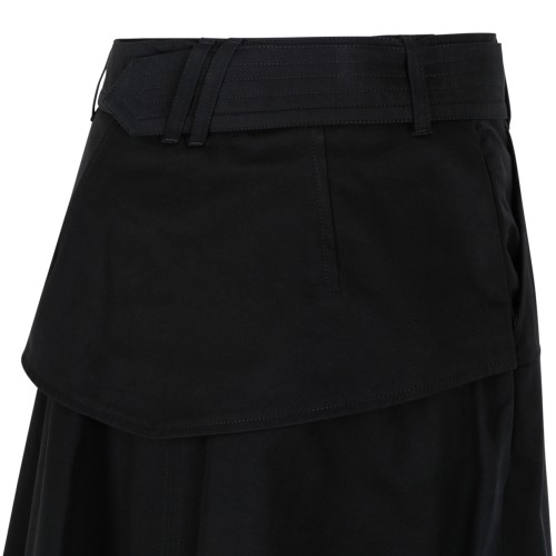 Burberry Black Asymmetric Check-Lined Skirt.