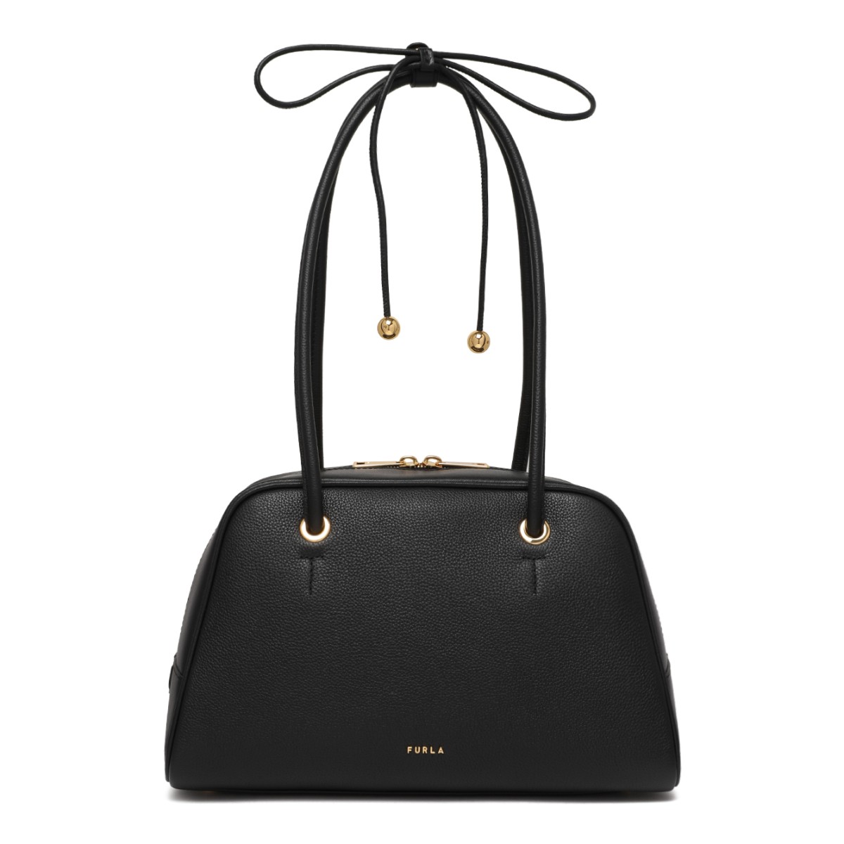 Furla Black Leather Top-Handle Bag.