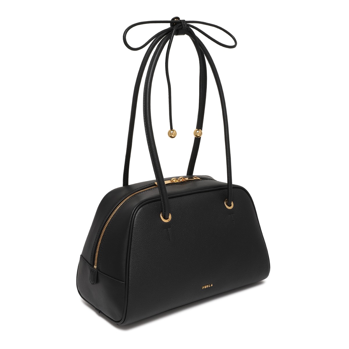 Furla Black Leather Top-Handle Bag.