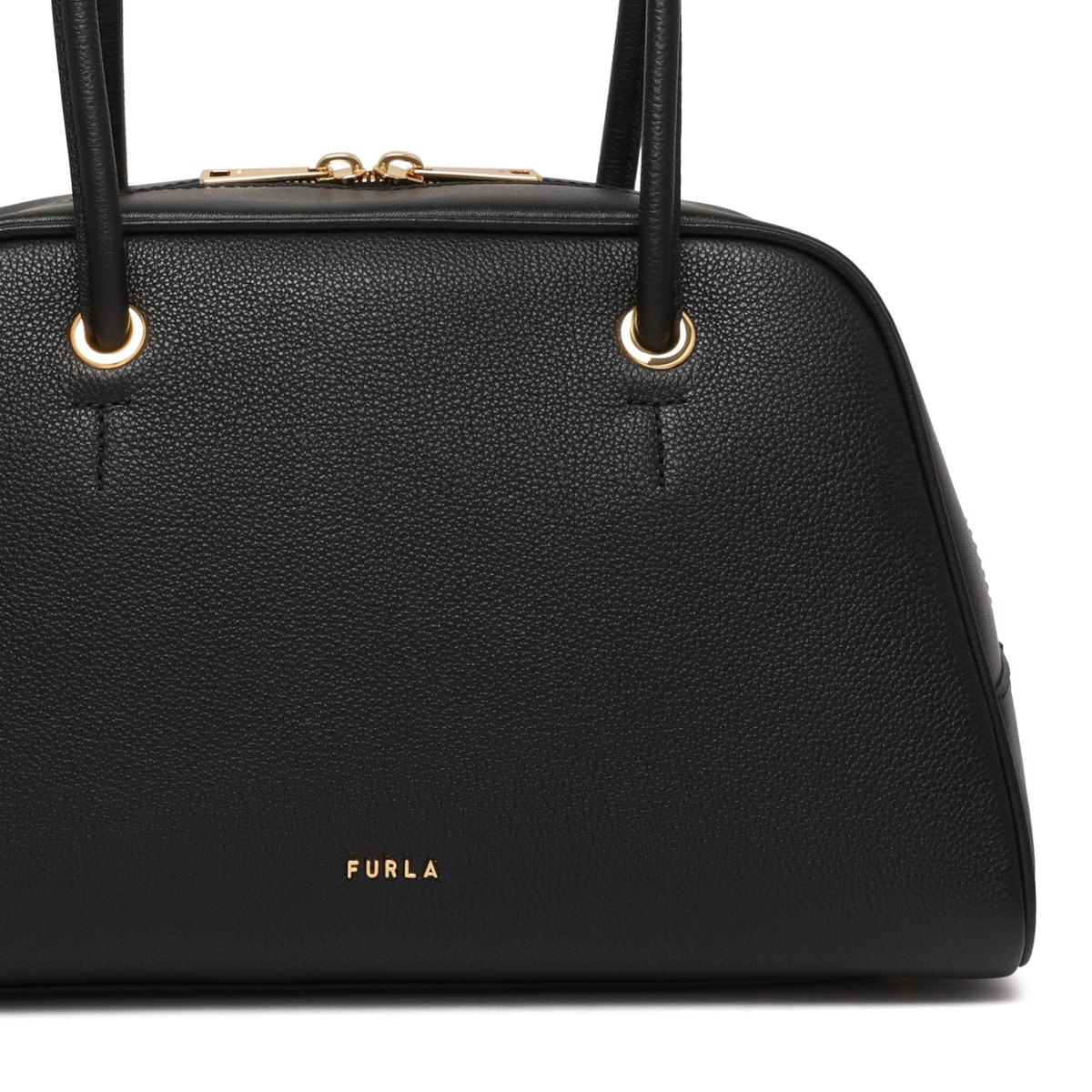 Furla Black Leather Top-Handle Bag.