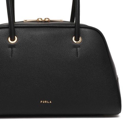 Furla Black Leather Top-Handle Bag.