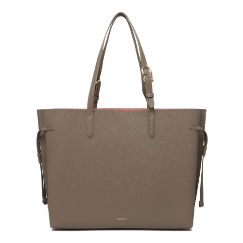 Furla Taupe Leather Tote Bag.