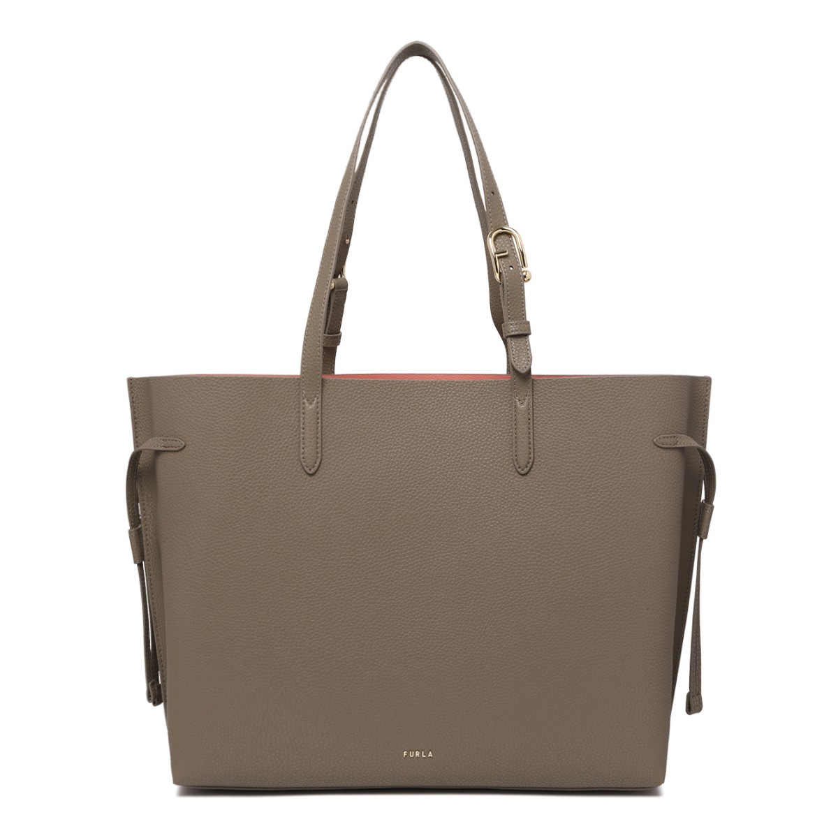 Furla Taupe Leather Tote Bag.
