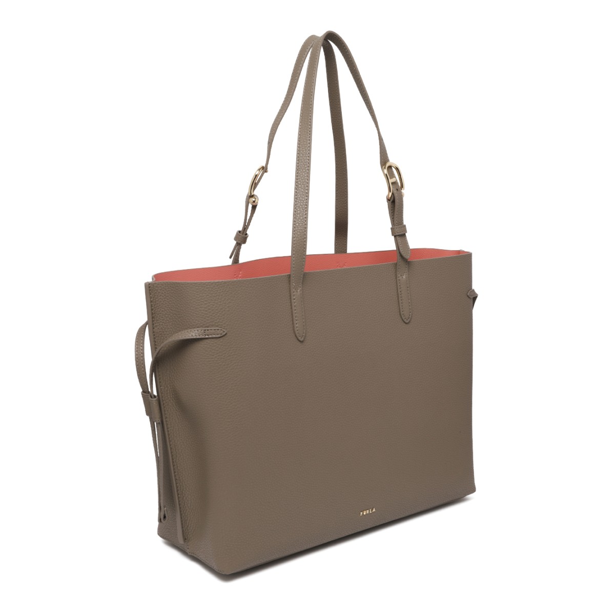 Furla Taupe Leather Tote Bag.