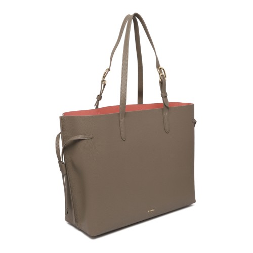 Furla Taupe Leather Tote Bag.