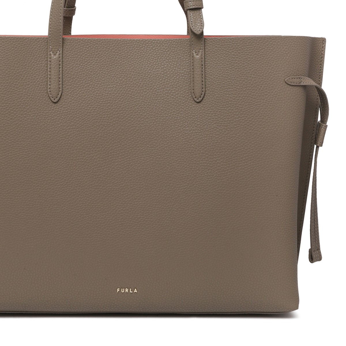 Furla Taupe Leather Tote Bag.