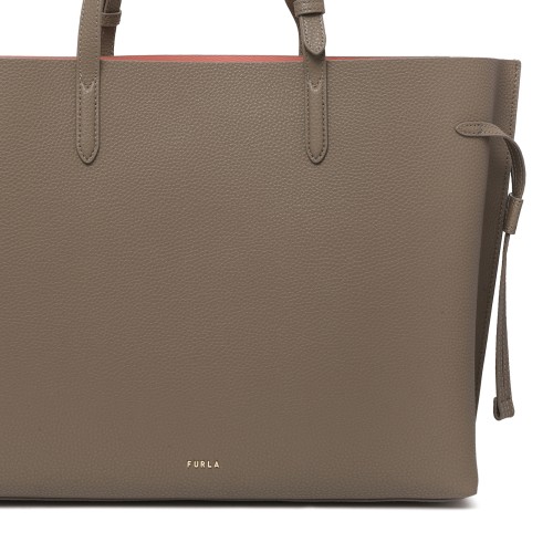 Furla Taupe Leather Tote Bag.