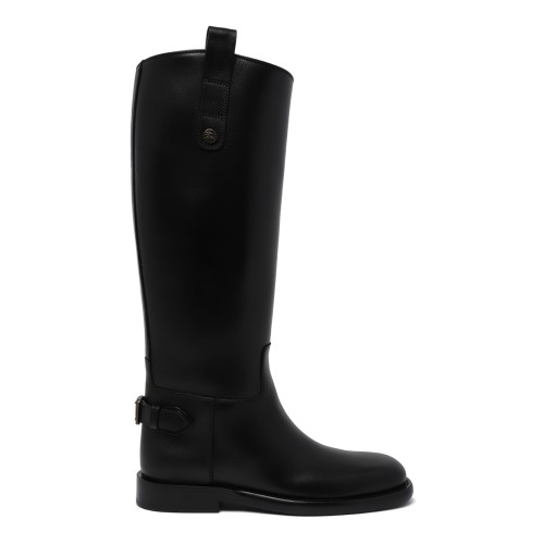 Burberry Black Leather Riding Boots.
