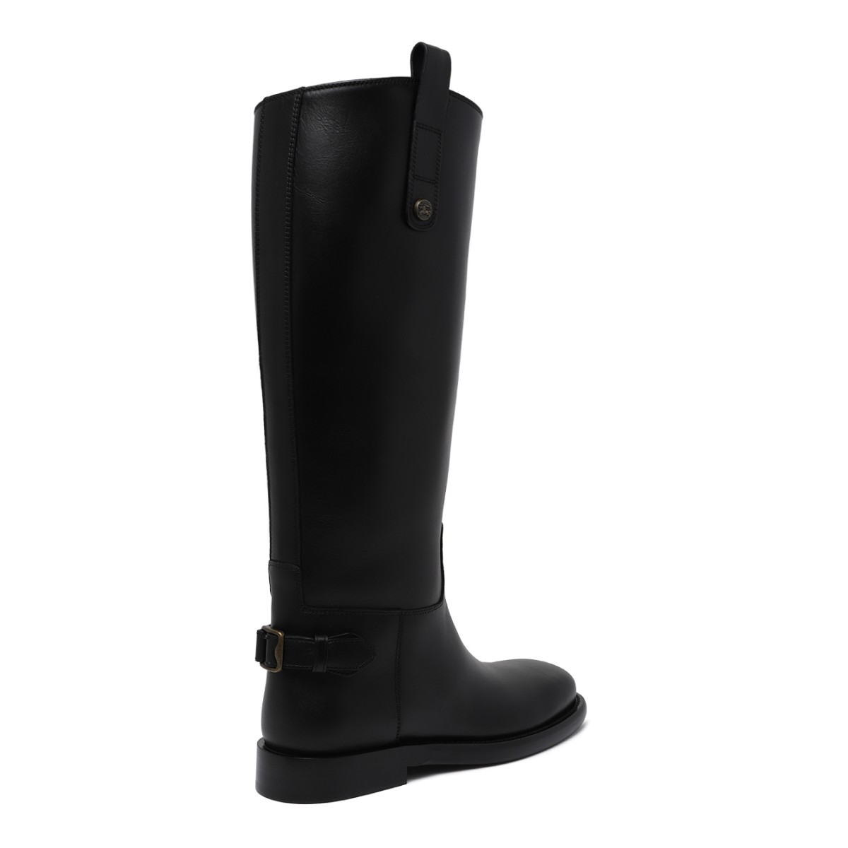 Burberry Black Leather Riding Boots.