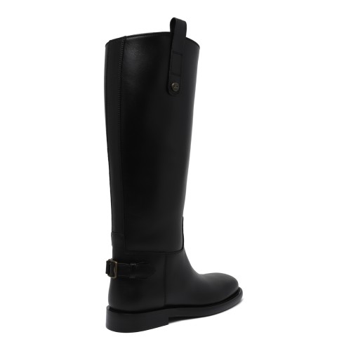 Burberry Black Leather Riding Boots.