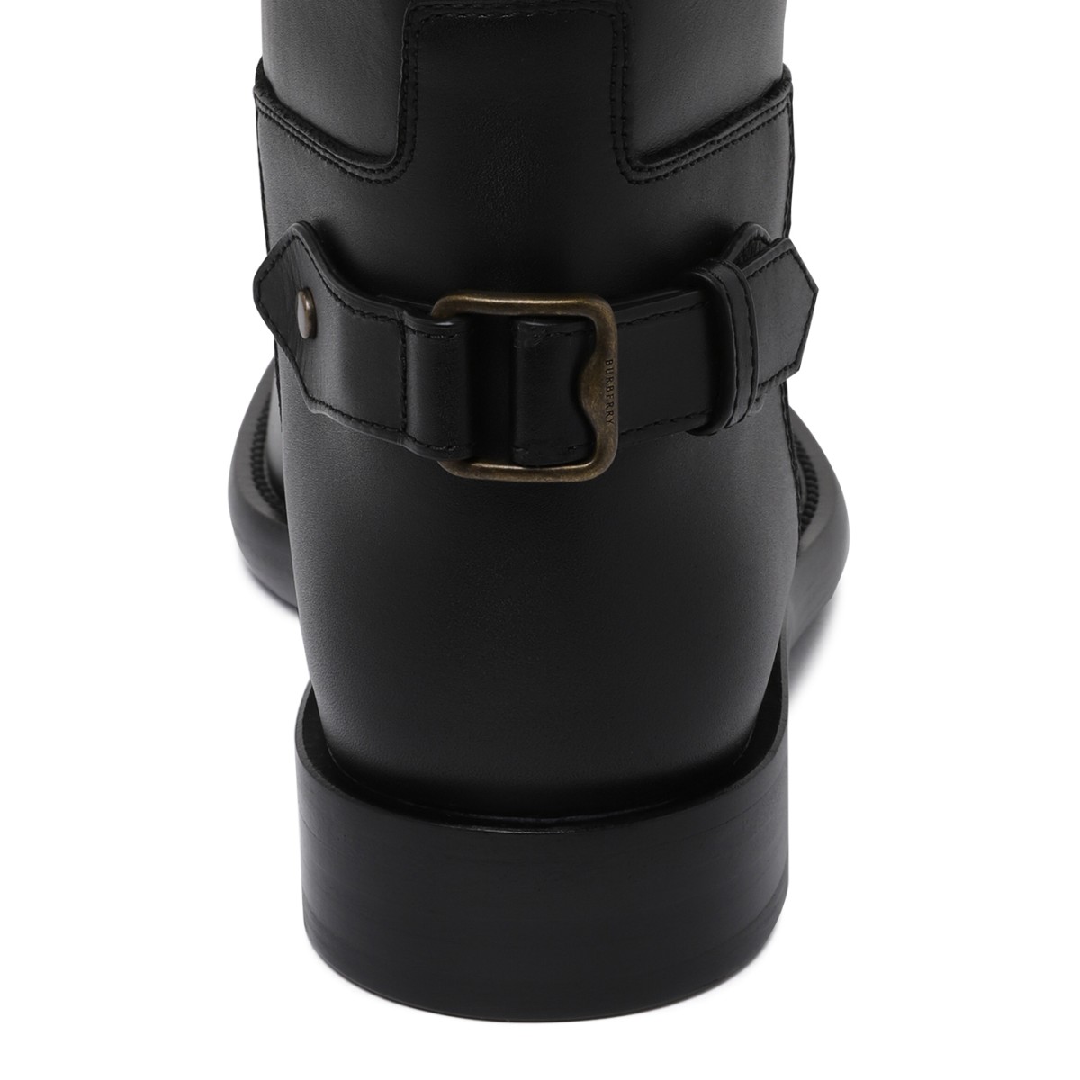 Burberry Black Leather Riding Boots.