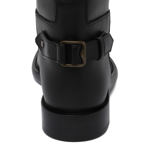 Burberry Black Leather Riding Boots.