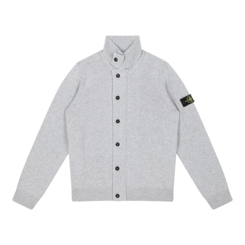 Stone Island Grey Wool Button Cardigan.