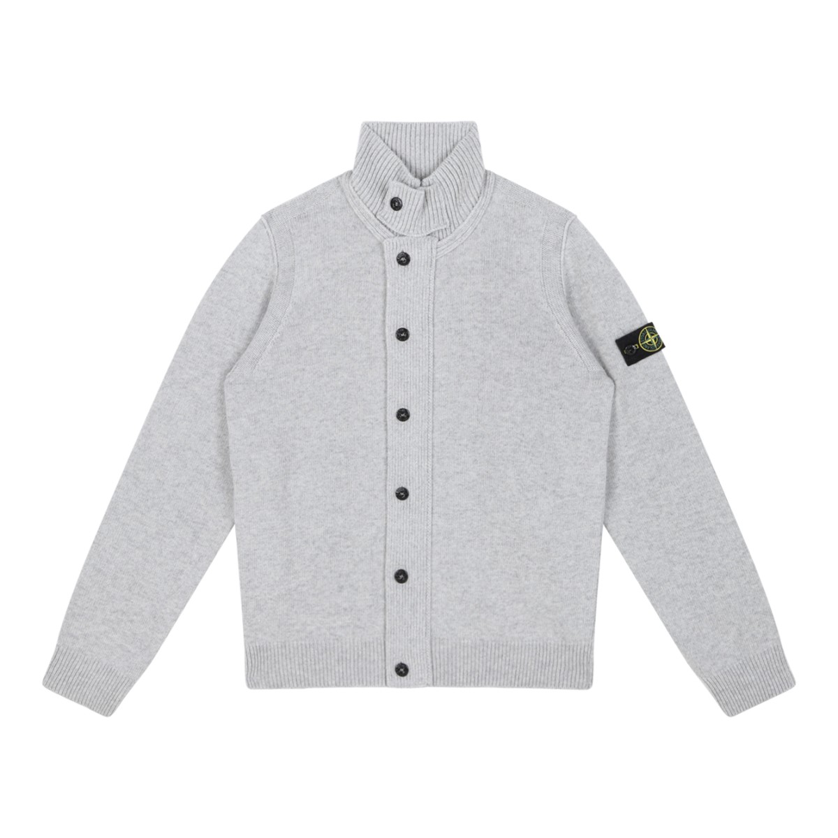 Stone Island Grey Wool Button Cardigan.