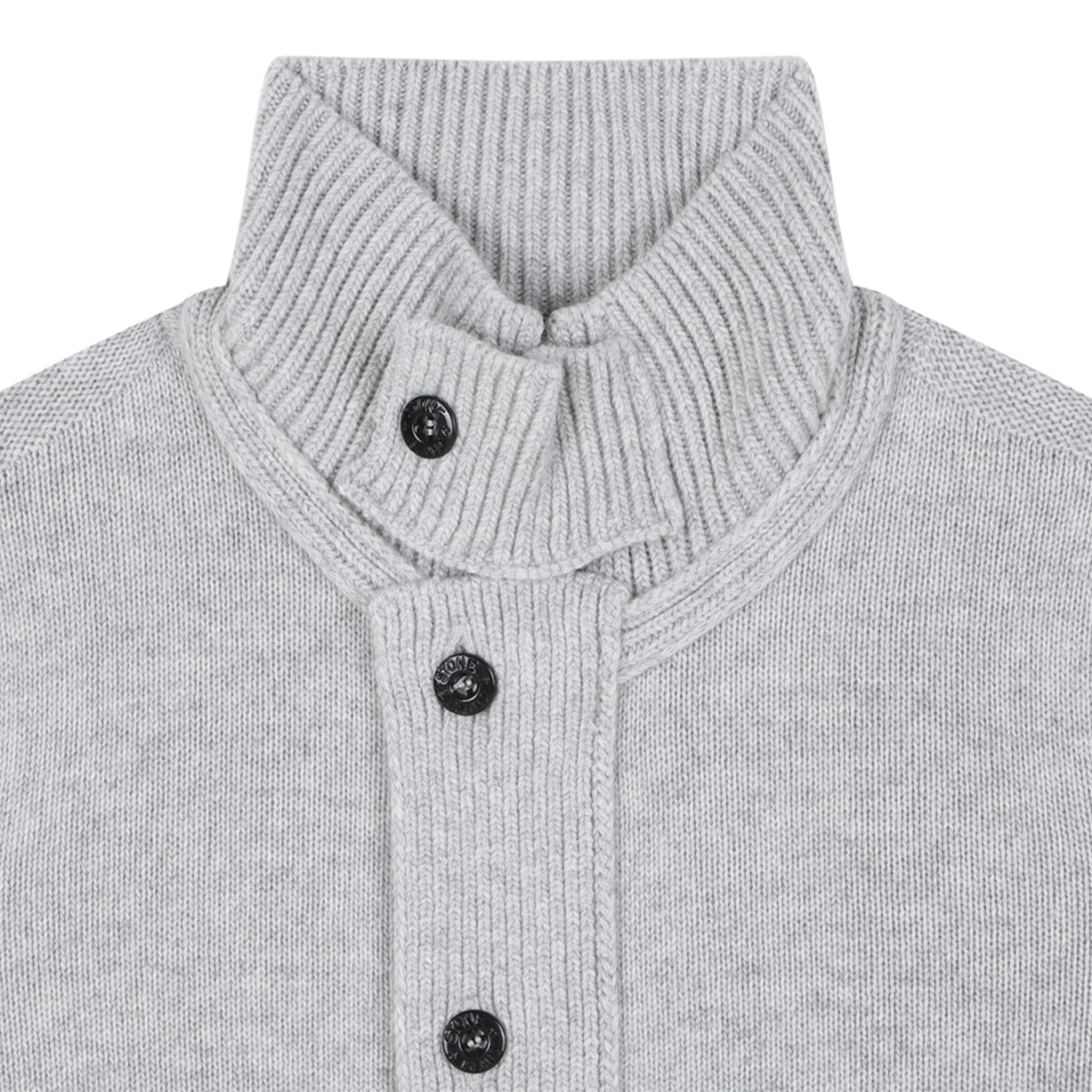 Stone Island Grey Wool Button Cardigan.