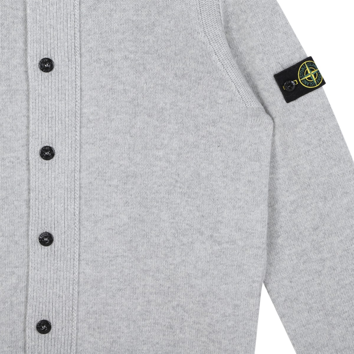 Stone Island Grey Wool Button Cardigan.