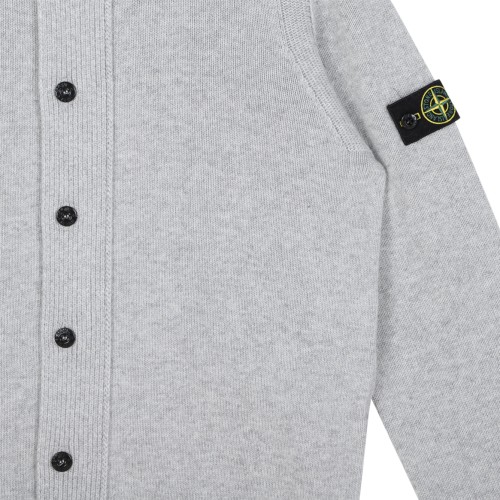 Stone Island Grey Wool Button Cardigan.