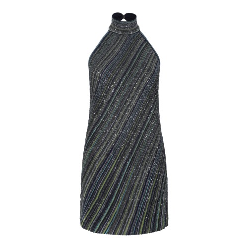 Missoni Multicolor Metallic Halterneck Mini Dress.