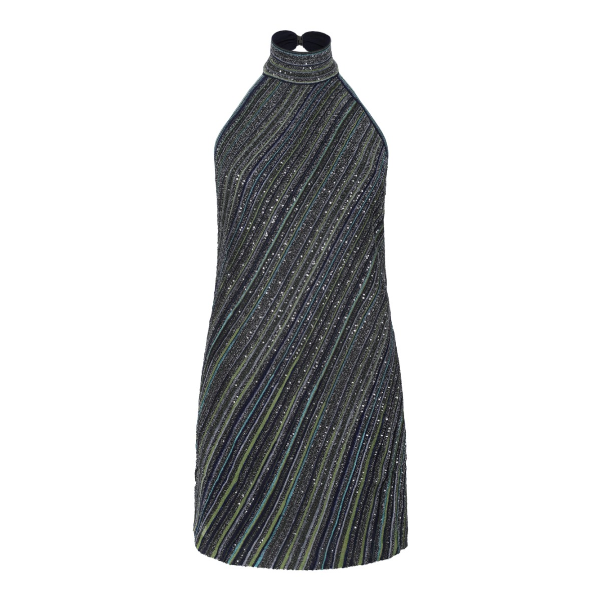 Missoni Multicolor Metallic Halterneck Mini Dress.
