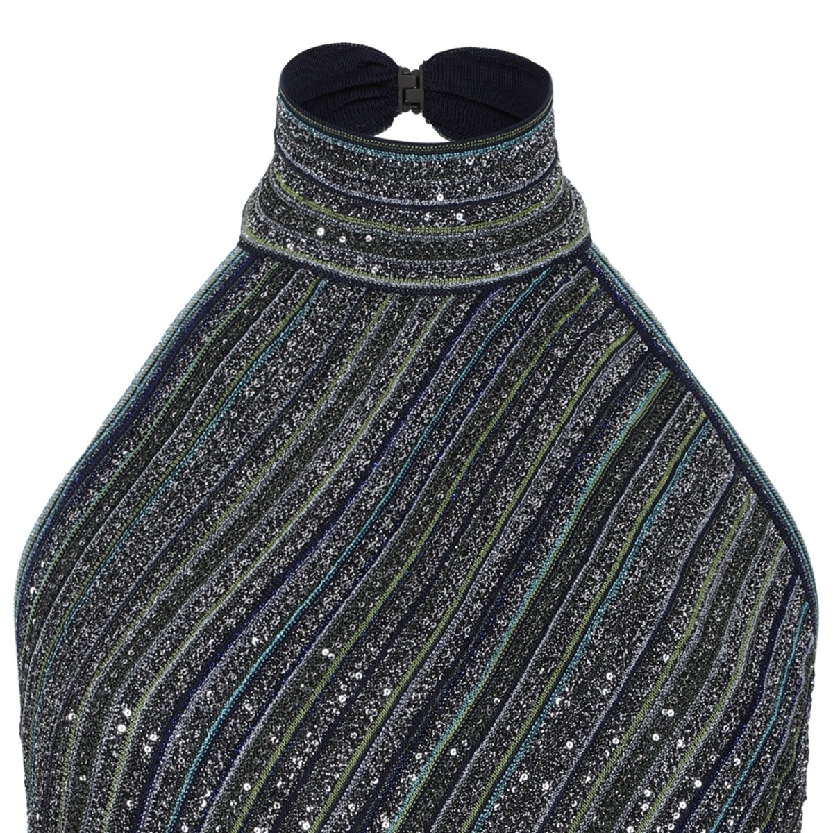Missoni Multicolor Metallic Halterneck Mini Dress.