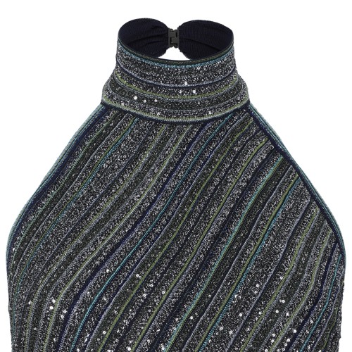 Missoni Multicolor Metallic Halterneck Mini Dress.