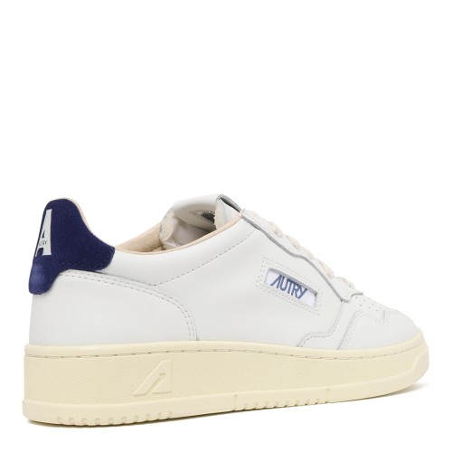 Autry White Leather Medalist Sneakers with Blue Heel Tab.