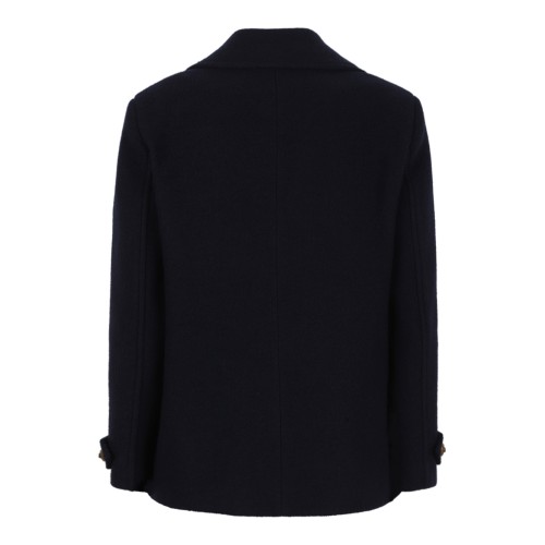 Balmain Black Double-Breasted Wool Peacoat. 2