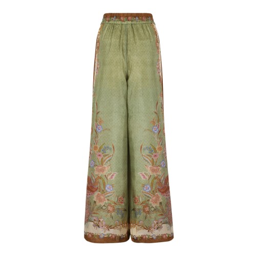 Zimmermann Botanical Print Wide-Leg Silk Trousers. 2