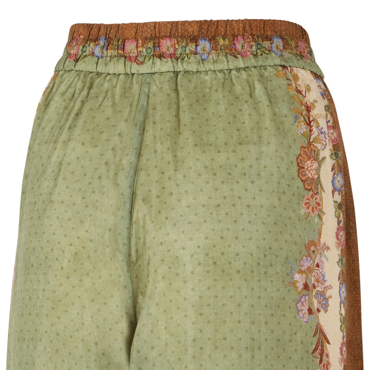 Zimmermann Botanical Print Wide-Leg Silk Trousers.