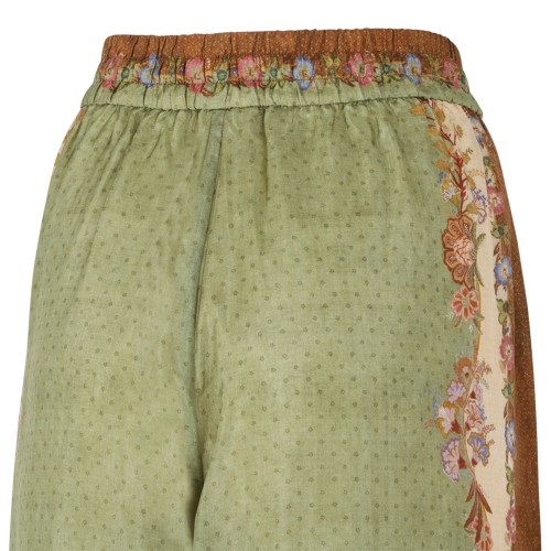 Zimmermann Botanical Print Wide-Leg Silk Trousers.