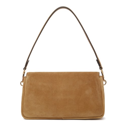 Tory Burch Camel Suede Shoulder Bag.