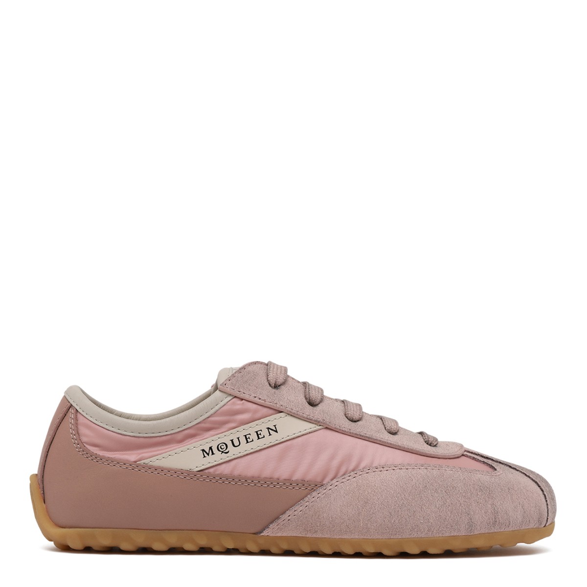 Alexander McQueen Pink Suede Low-Top Sneakers.