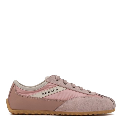 Alexander McQueen Pink Suede Low-Top Sneakers.