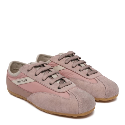 Alexander McQueen Pink Suede Low-Top Sneakers. 2