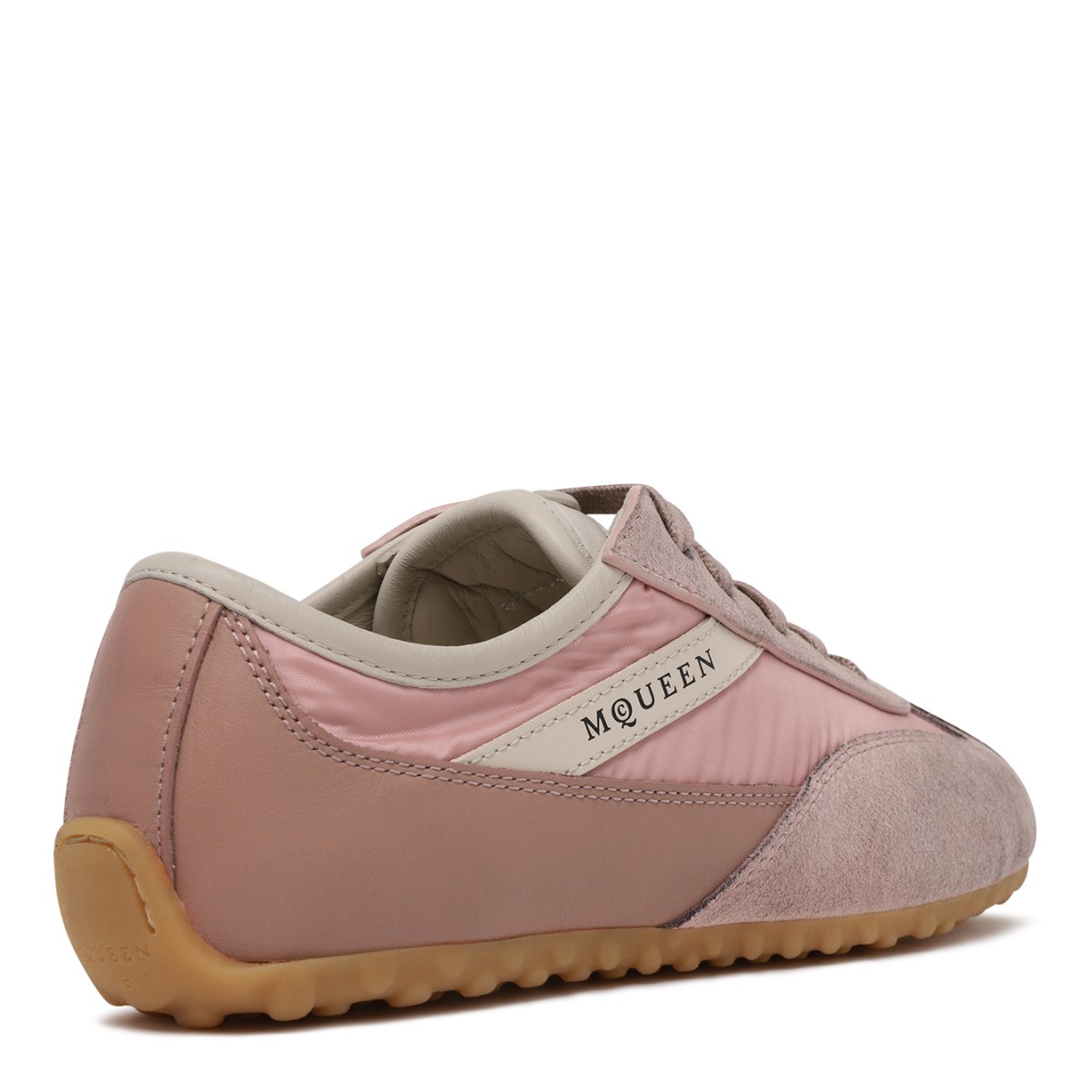 Alexander McQueen Pink Suede Low-Top Sneakers.
