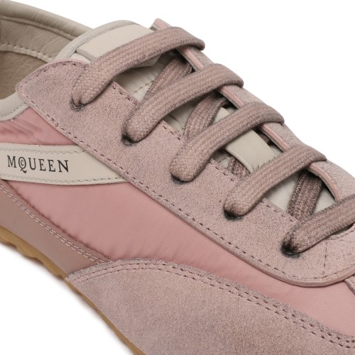 Alexander McQueen Pink Suede Low-Top Sneakers.