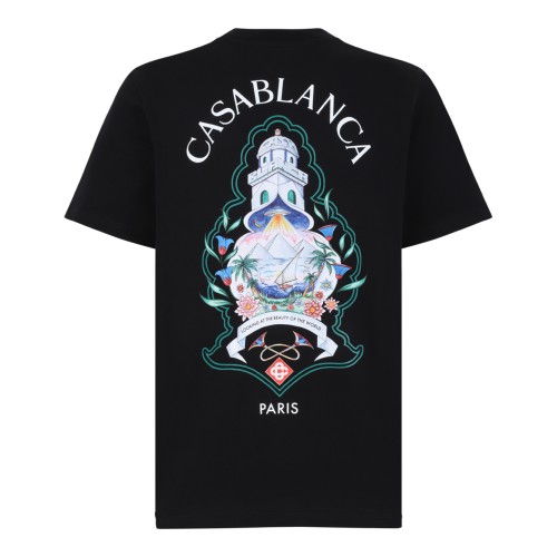Casablanca Black Cotton Graphic T-Shirt. 2
