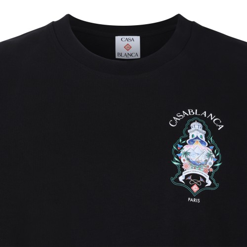 Casablanca Black Cotton Graphic T-Shirt.