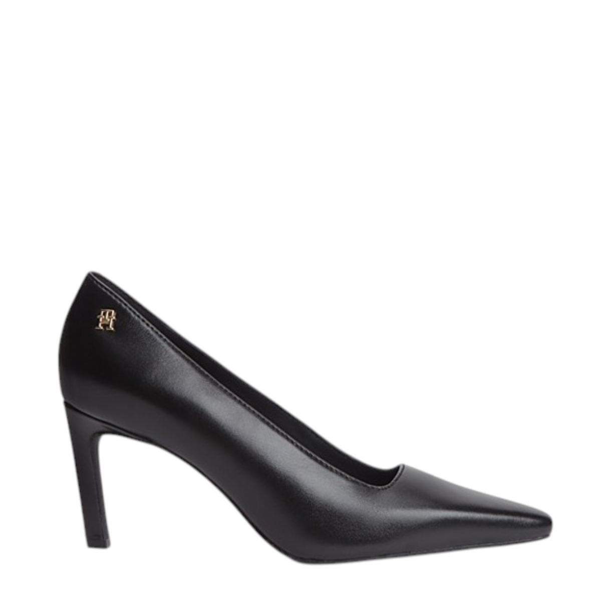 Tommy Hilfiger Black Leather Pointed-Toe Pumps.