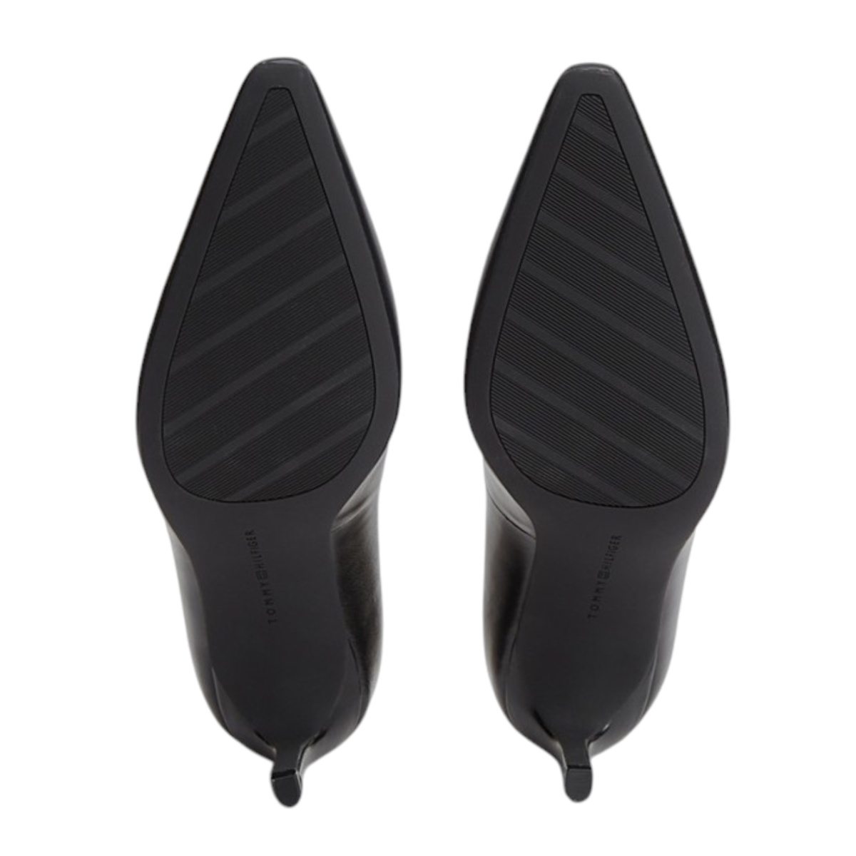 Tommy Hilfiger Black Leather Pointed-Toe Pumps.