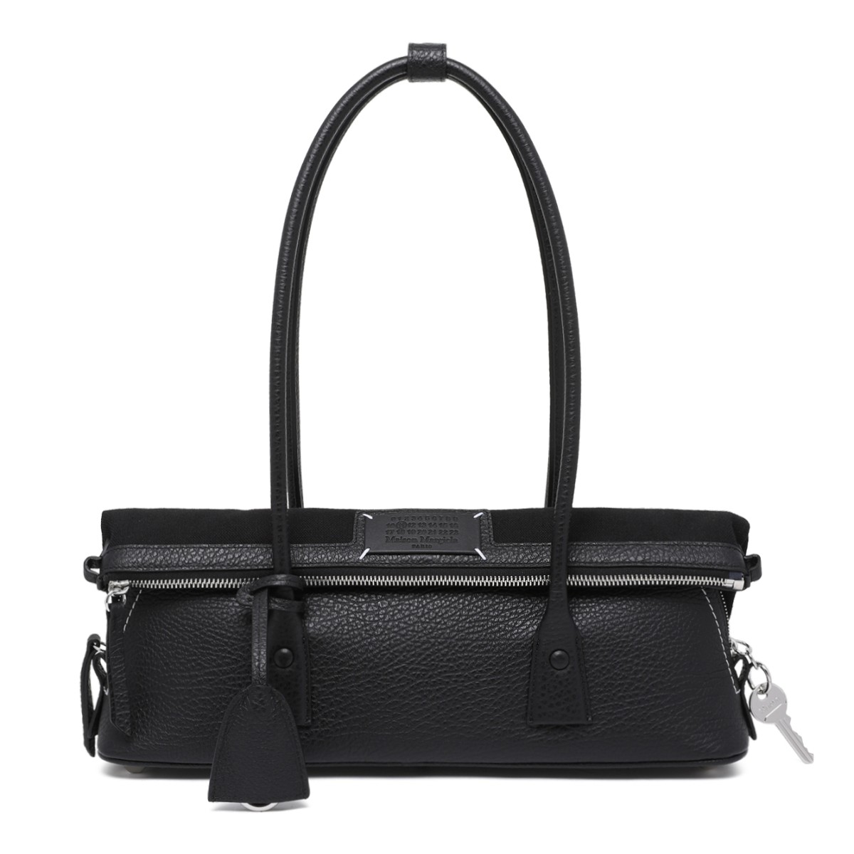 Maison Margiela Black Grained Leather Top Handle Bag.