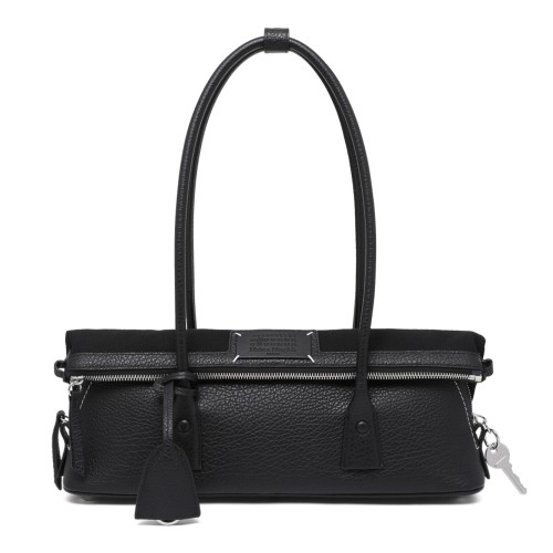 Maison Margiela Black Grained Leather Top Handle Bag.
