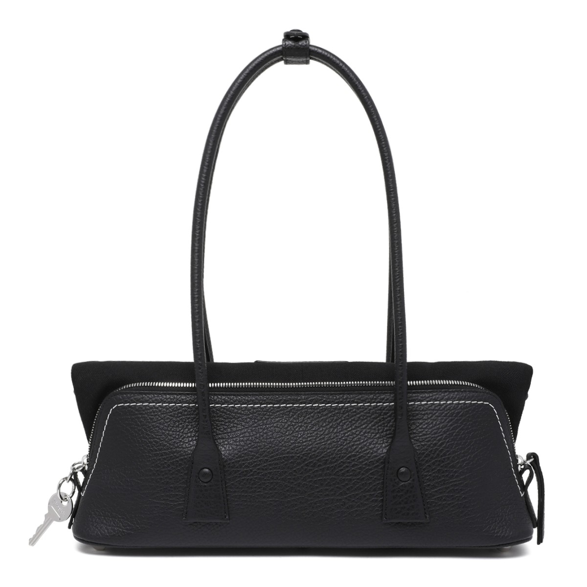 Maison Margiela Black Grained Leather Top Handle Bag.