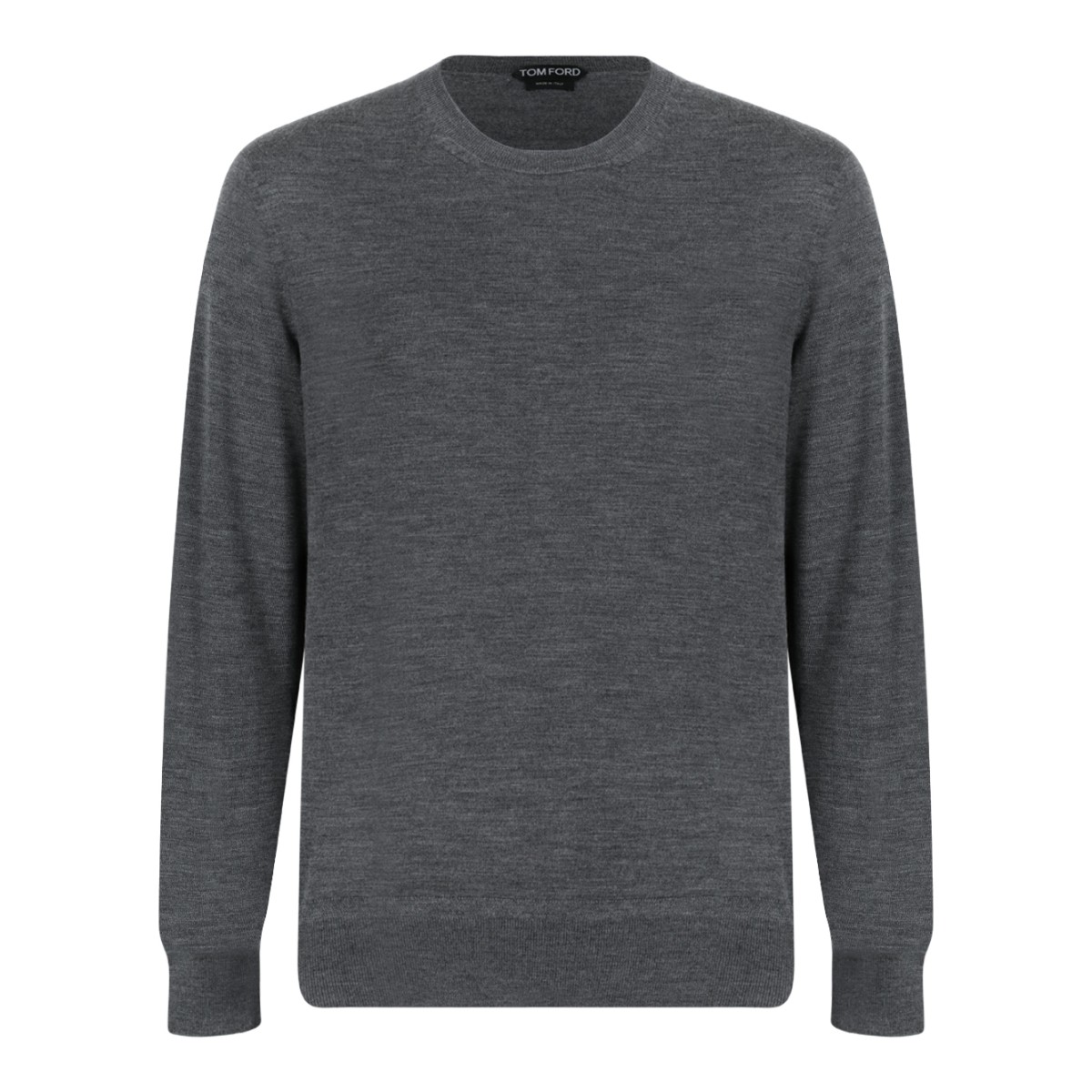 Tom Ford Grey Merino Wool Crewneck Sweater.
