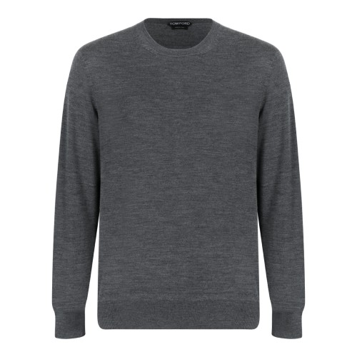 Tom Ford Grey Merino Wool Crewneck Sweater.