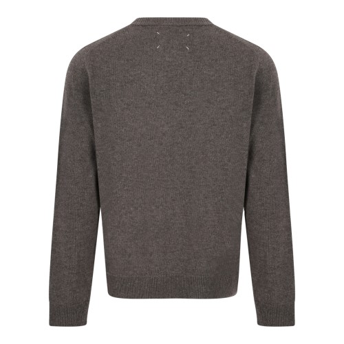 Maison Margiela Grey Wool V-Neck Sweater. 2